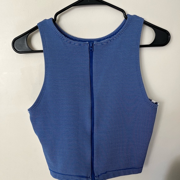 Adidas Women's Zippable Ribbed Tank Top, Royal Blue - Picture 4 of 6